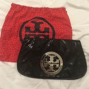 Black patent leather Tory Burch clutch